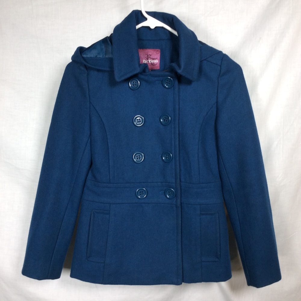 Epic Threads Girl’s Teal Pea Coat, Size Medium